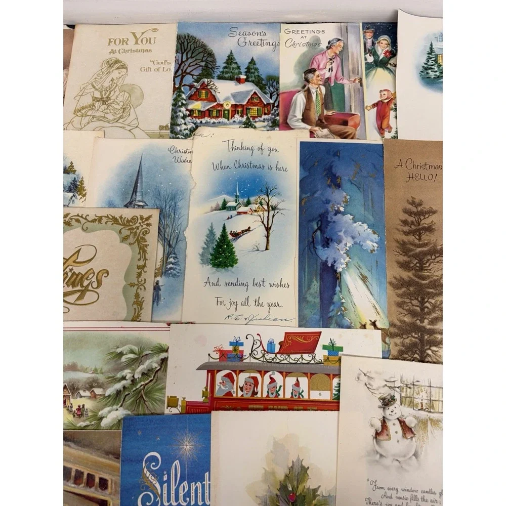 Vintage Retro Christmas Cards Fronts ONLY 1950s 1960s Scrapbooking Crafts 50+